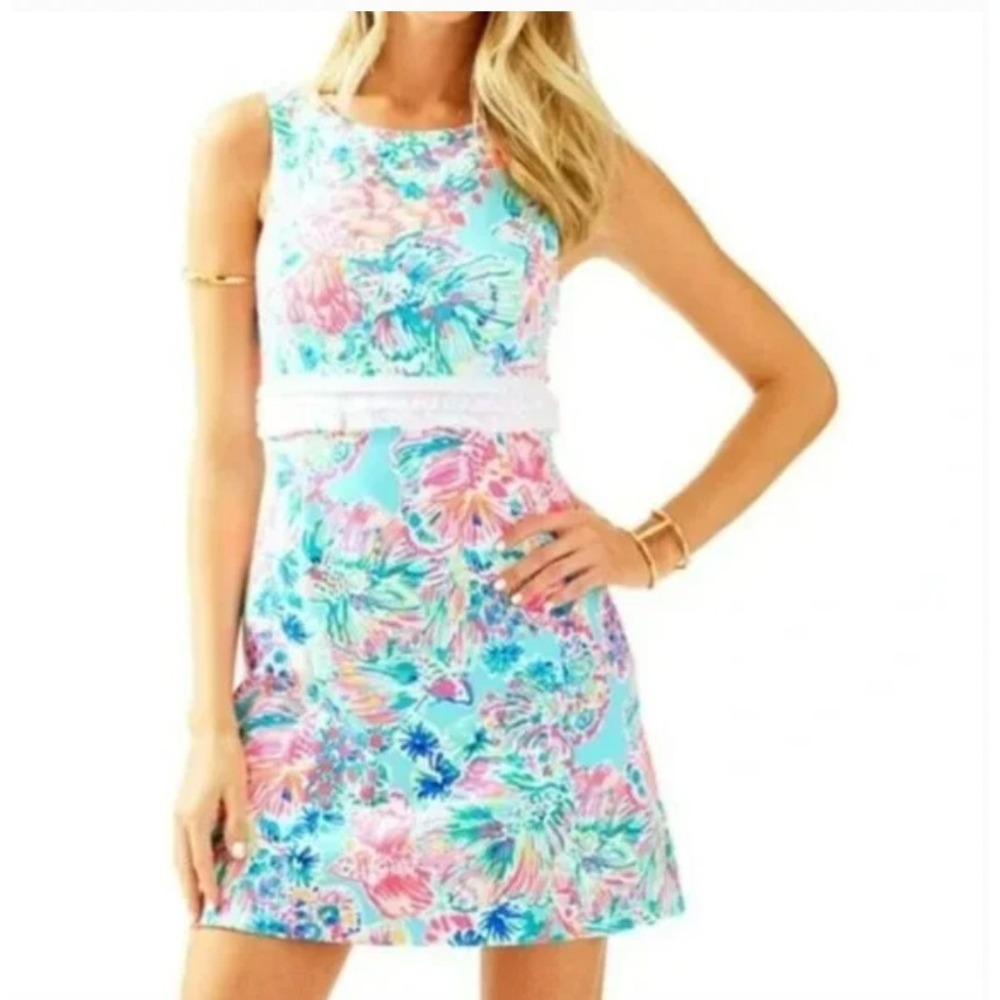 Lilly Pulitzer Arden Shift Dress Serene Blue‎ Gypsea Print Size Small